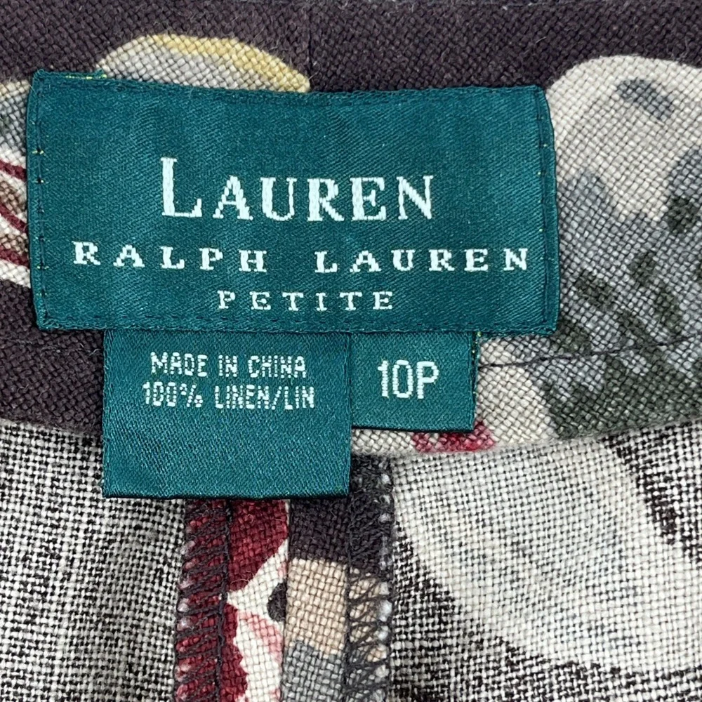 Lauren Ralph Lauren. Pants, Womens, 10P, Brown, Floral Linen Straight Leg - Picture 7 of 9